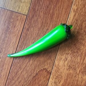 Vintage Chili Pepper Green Glass Accent Piece Home Decor Blown Glass